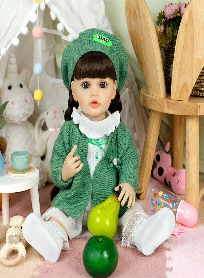 Ramokdu Reborn Baby Dolls Girl, 22 Inch Lifelike Reborn Toddler Dolls Full Body Vinyl Silicone with Long Hair, Beautiful Newborn Baby Doll with Feeding Toy for Kids Birthday Christmas - Image 1